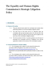 The Equality and Human Rights Commission’s Strategic Litigation Policy